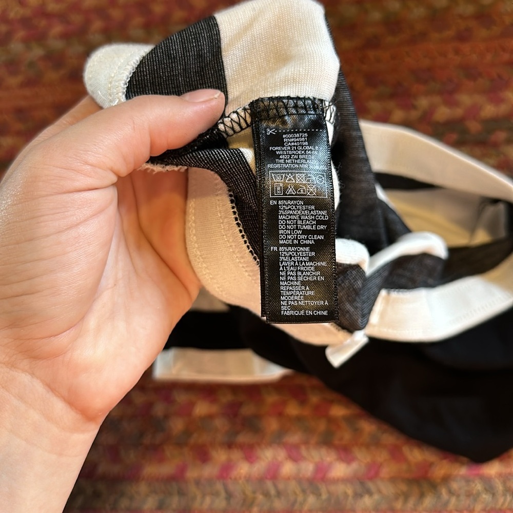 Black & White Stripe Color Block Stretchy Mini Sk… - image 3